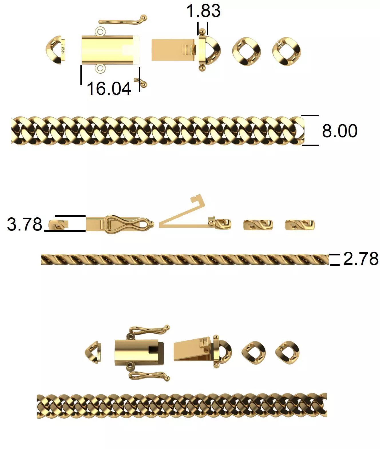 3DM Format Cuba chain 8mm 3D print model
