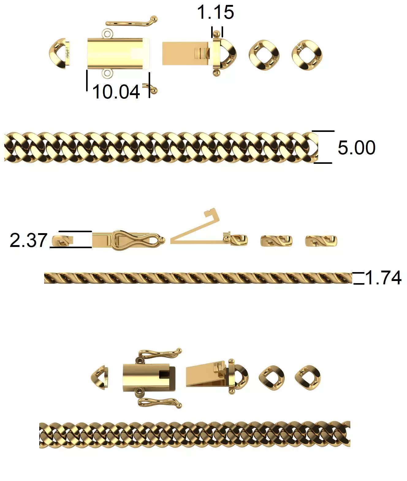 3DM format Cuba chain 5mm 3D print model