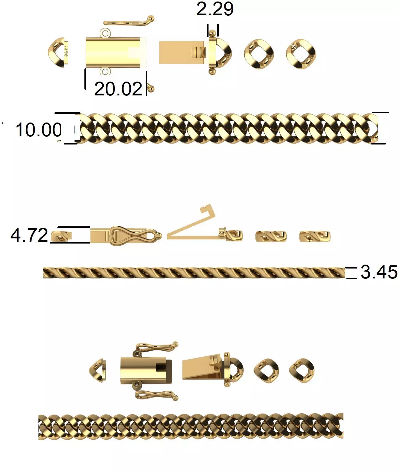 3DM Format Cuba chain 10mm 3D print model