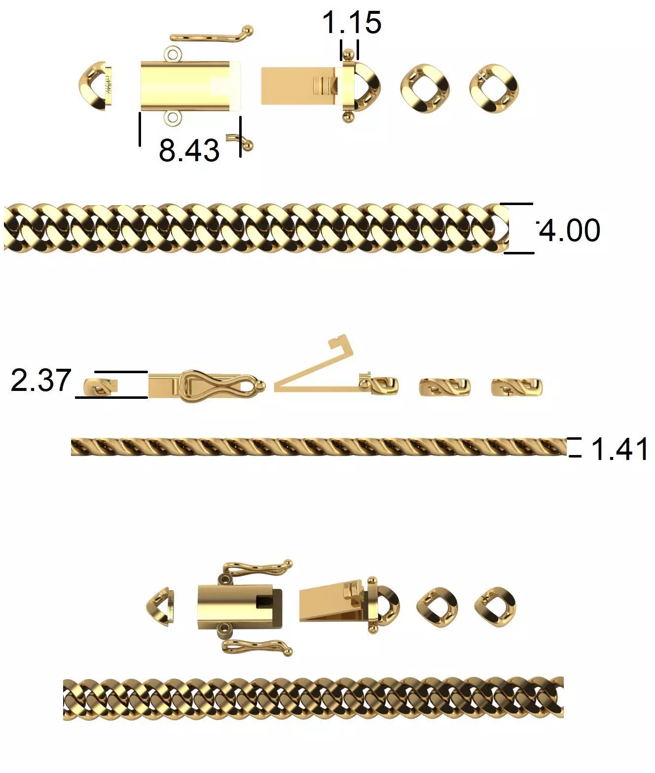 3DM Format Cuba chain 4mm 3D print model_0
