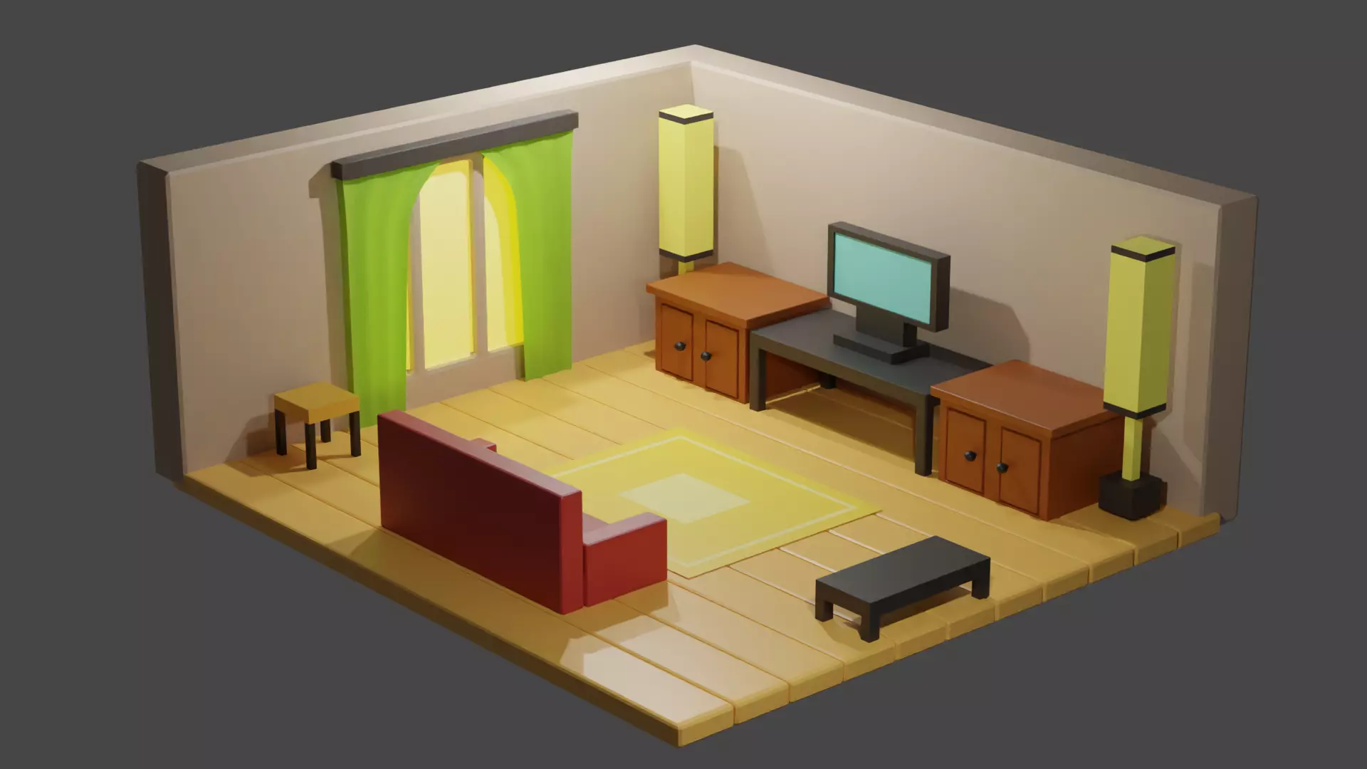 isometric salon Low-poly 3D model_0