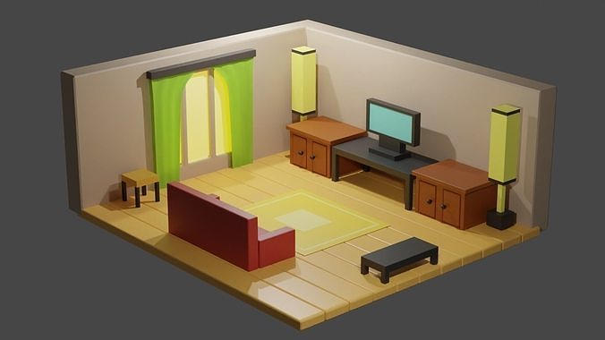 isometric salon Low-poly 3D model