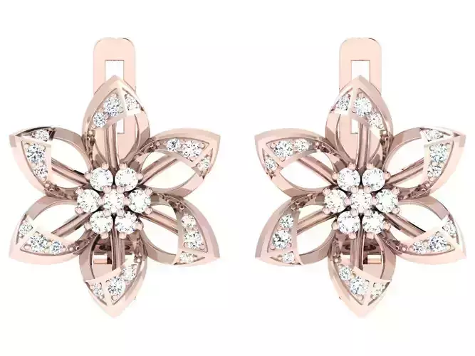 Delicate Fine Diamond Flower Earrings