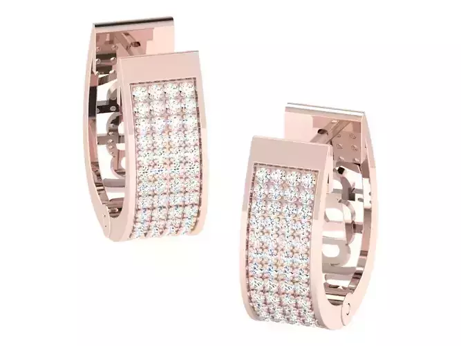  Diamond Hoop Earrings 3D print model