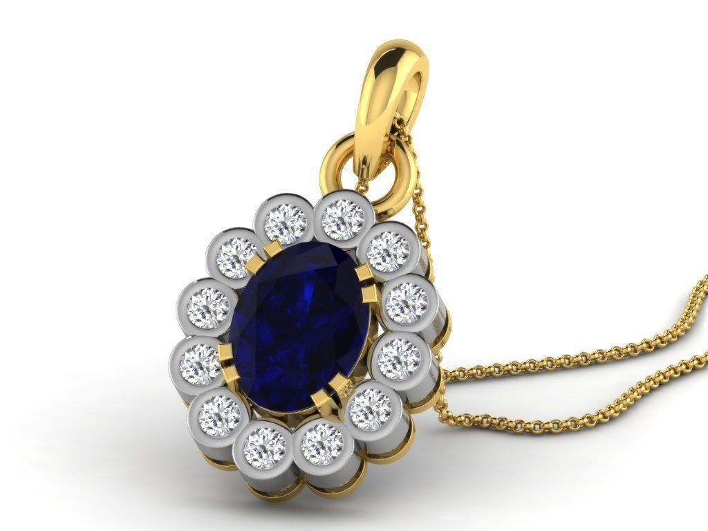 Women Diamond Pendant 3D print model_3