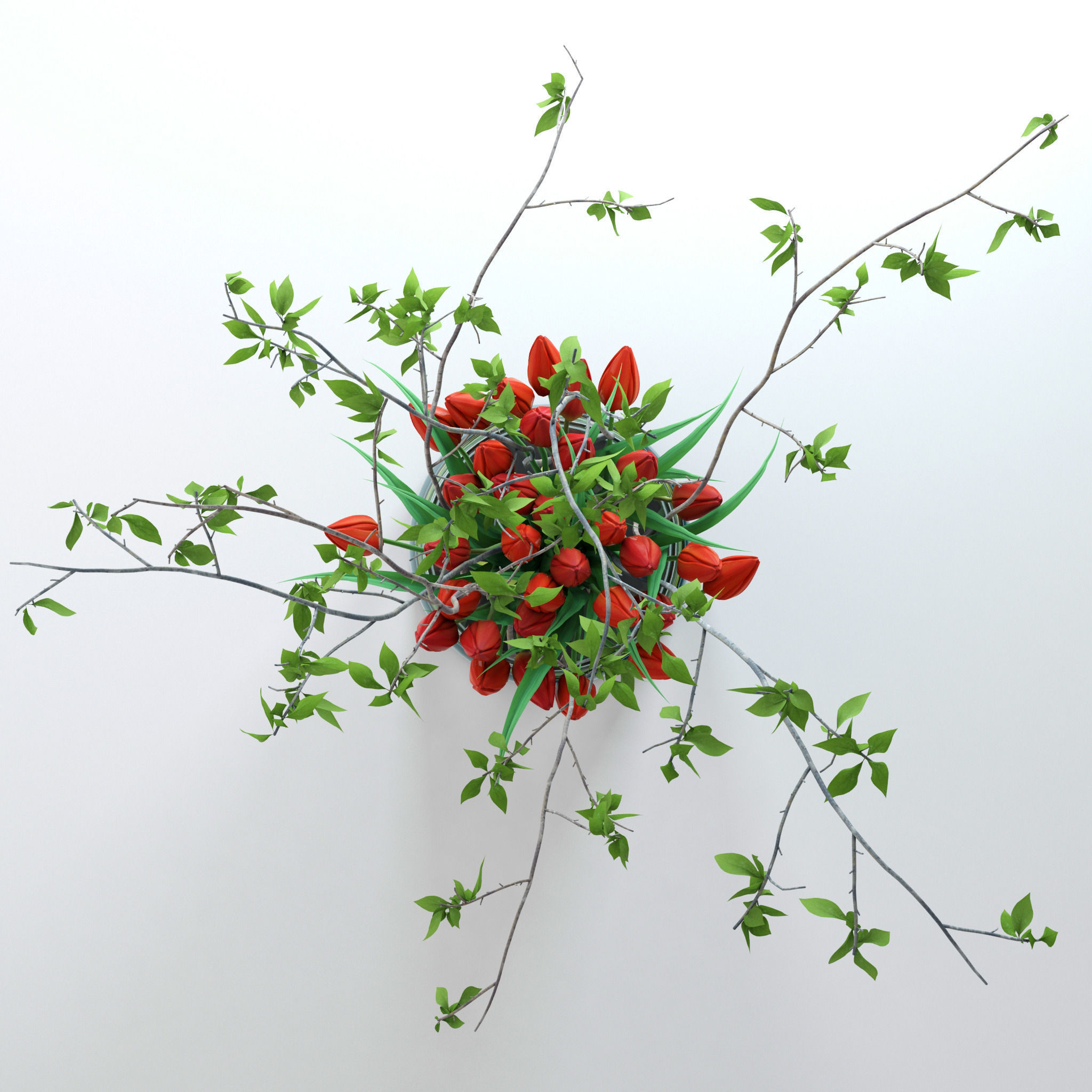 Tulips with spring branches 3D model_5