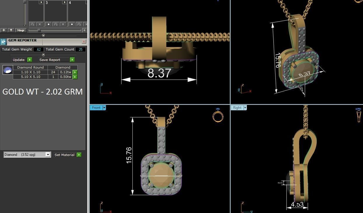 Women Diamond Pendant 3D print model_5