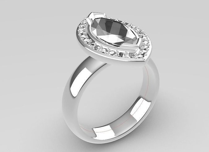 Halo Engagement Ring 3D print model