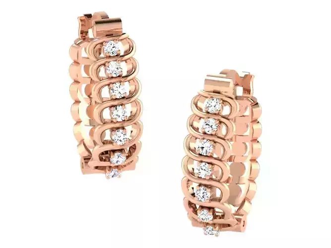  Diamond Hoop Earrings 3D print model