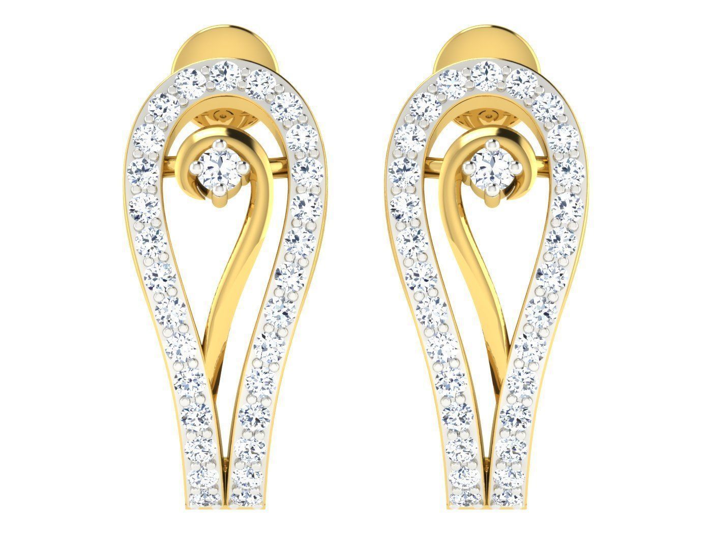 Daimond Earrings 3DM STL OBJ FBX Render Details 3D print model_1