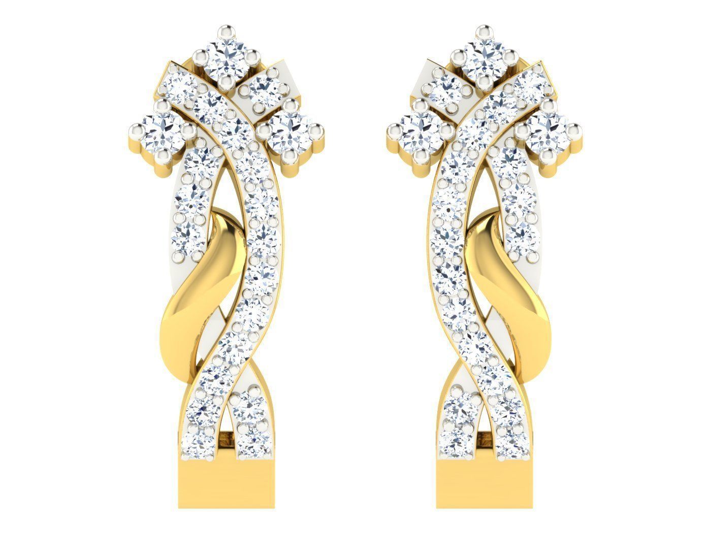 Daimond Earrings 3DM STL OBJ FBX Render Details 3D print model_1