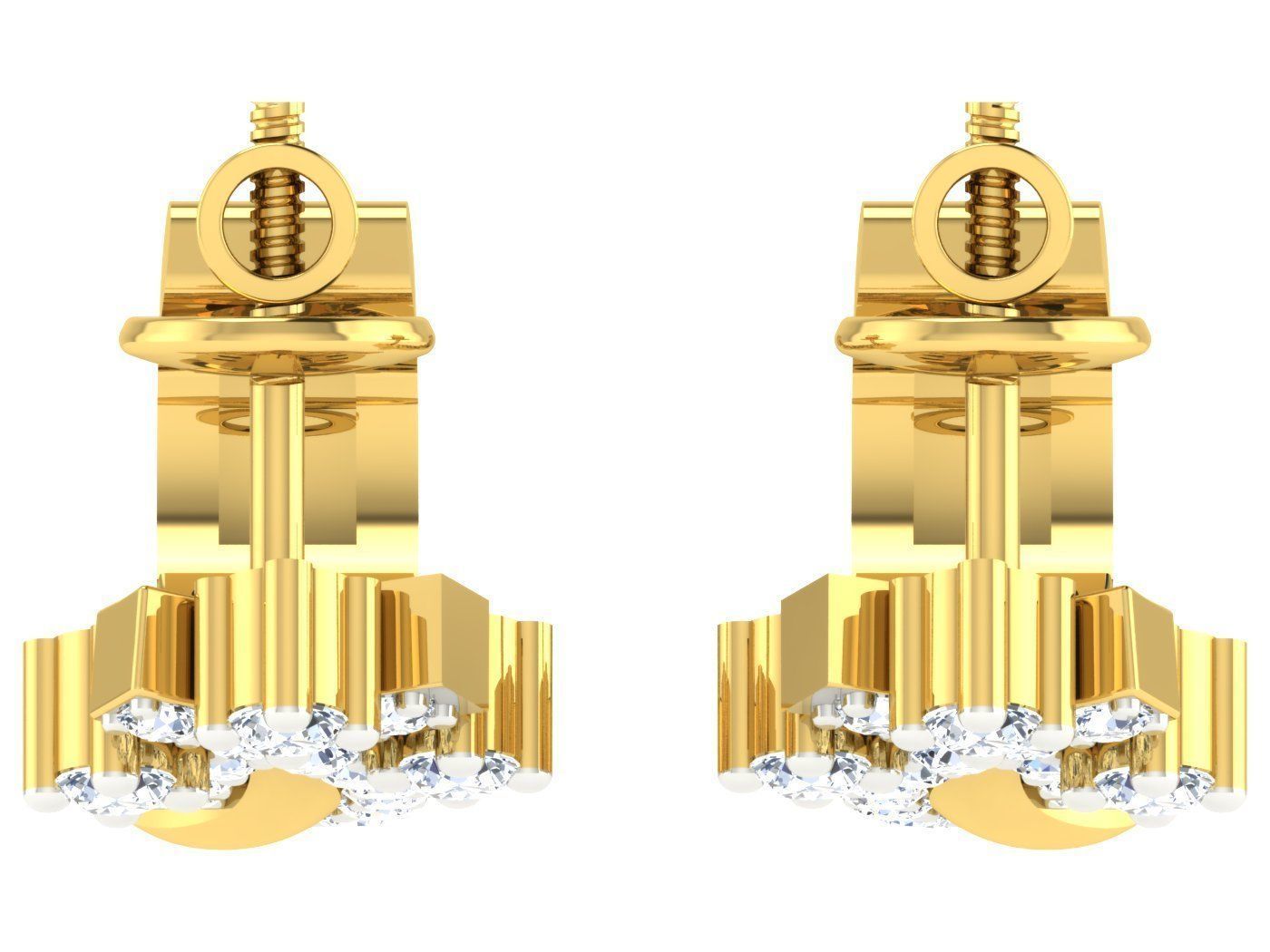 Daimond Earrings 3DM STL OBJ FBX Render Details 3D print model_5