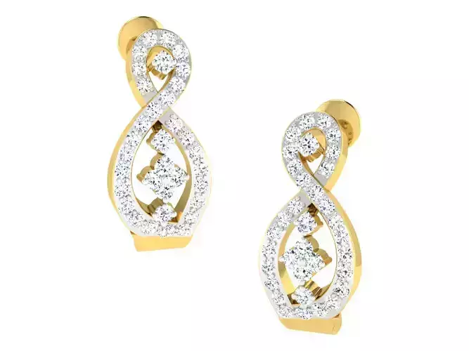 Daimond Earrings 3DM STL OBJ FBX Render Details 3D print model