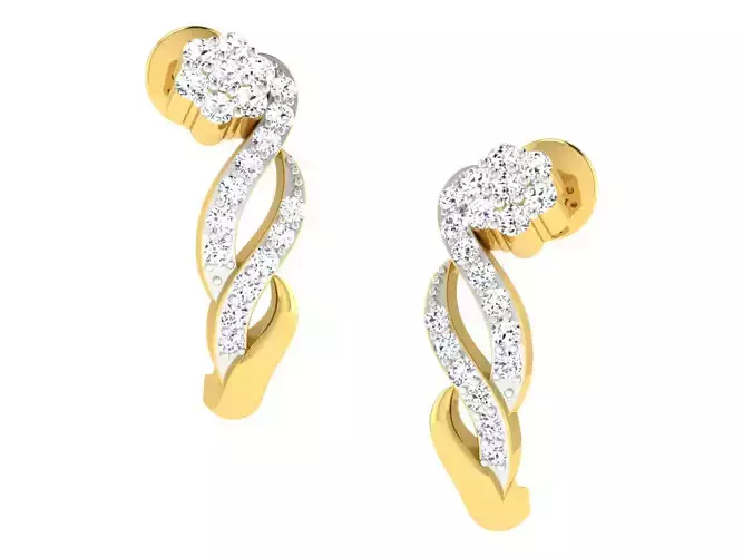 Daimond Earrings 3DM STL OBJ FBX Render Details 3D print model