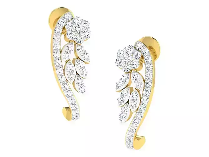 Daimond Earrings 3DM STL OBJ FBX Render Details 3D print model
