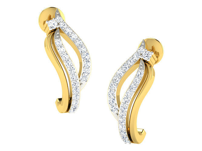 Daimond Earrings 3DM STL OBJ FBX Render Details 3D print model