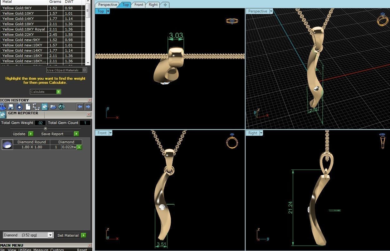 Women Diamond Pendant 3D print model_3