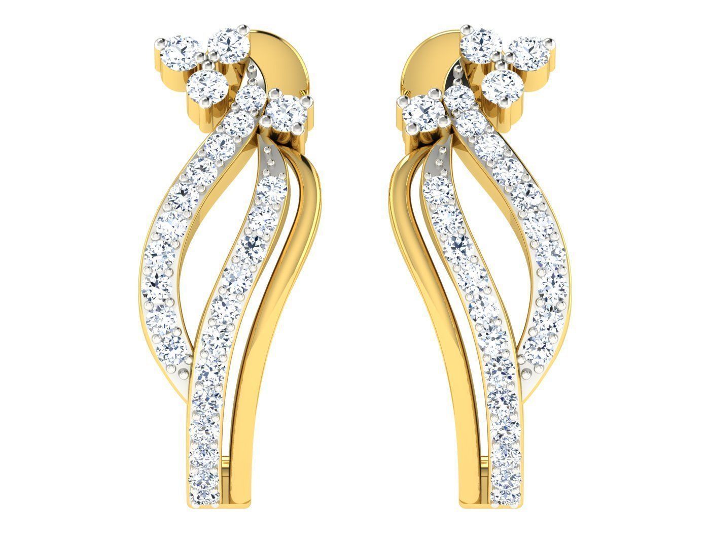 Daimond Earrings 3DM STL OBJ FBX Render Details 3D print model_1