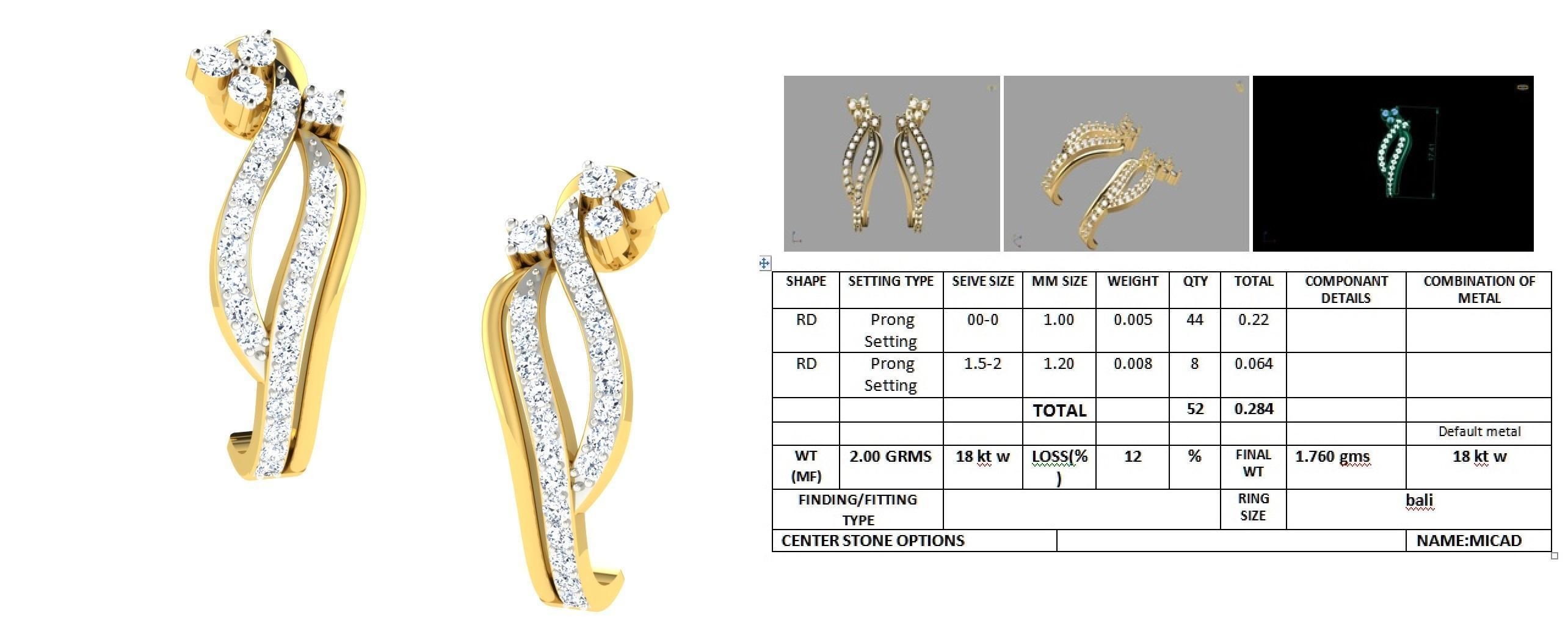 Daimond Earrings 3DM STL OBJ FBX Render Details 3D print model_5