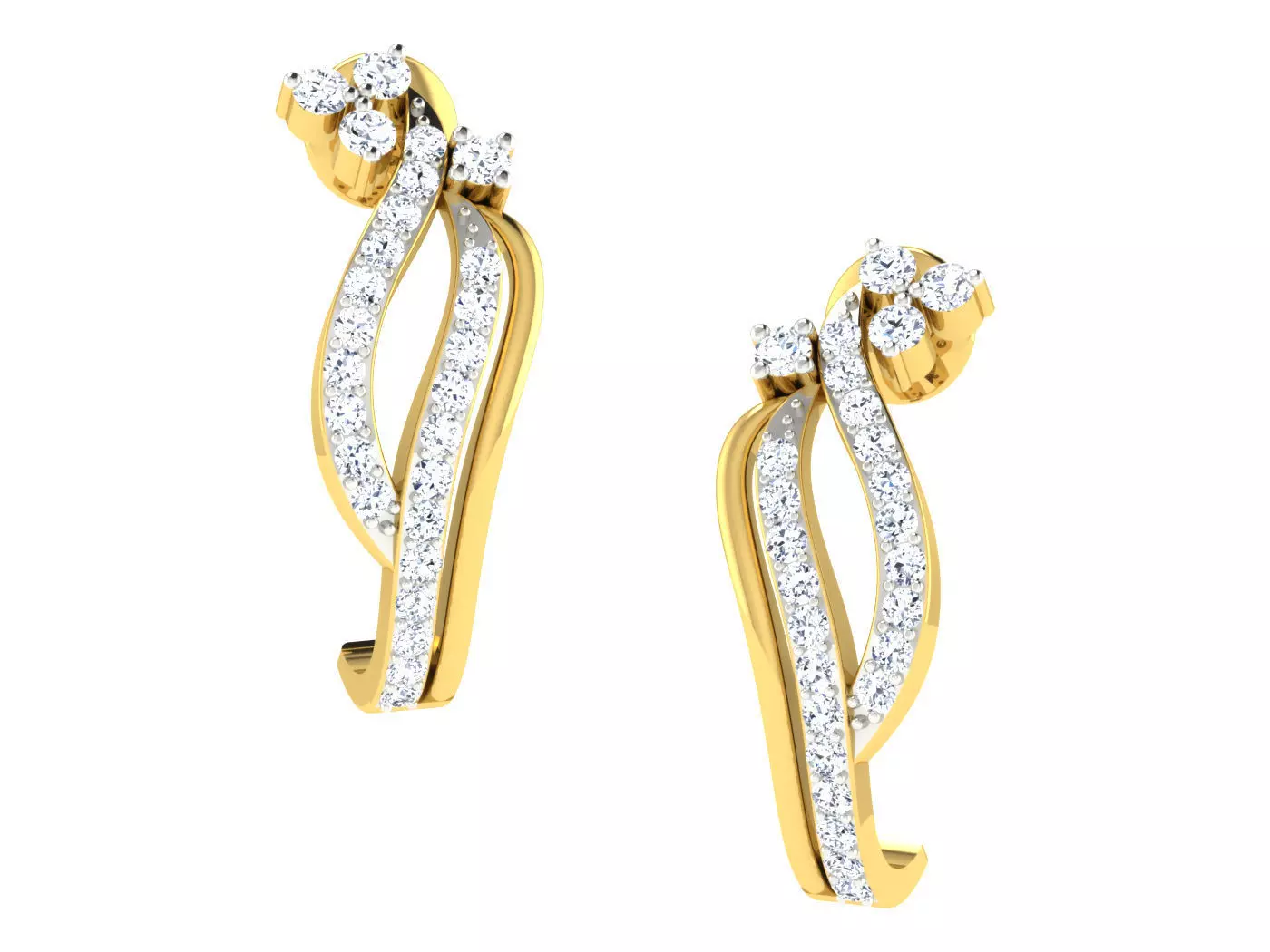 Daimond Earrings 3DM STL OBJ FBX Render Details 3D print model_0