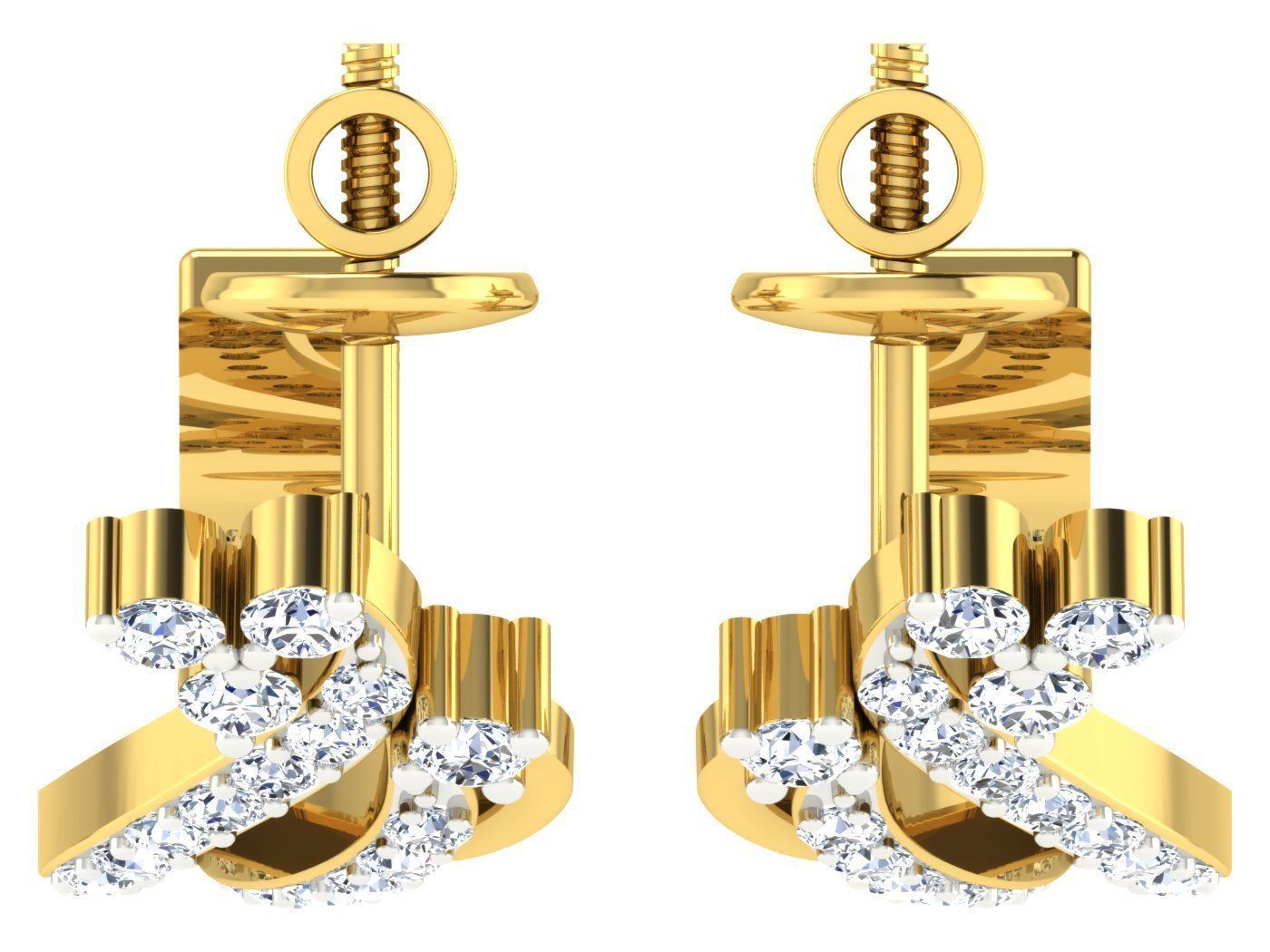 Daimond Earrings 3DM STL OBJ FBX Render Details 3D print model_3