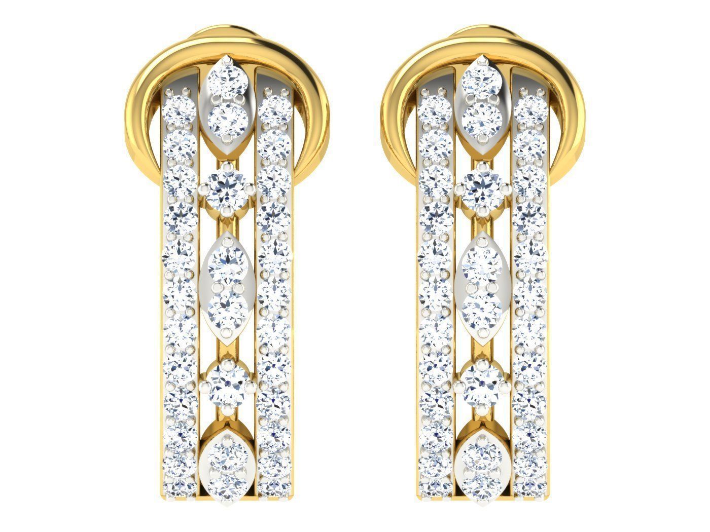 Daimond Earrings 3DM STL OBJ FBX Render Details 3D print model_1