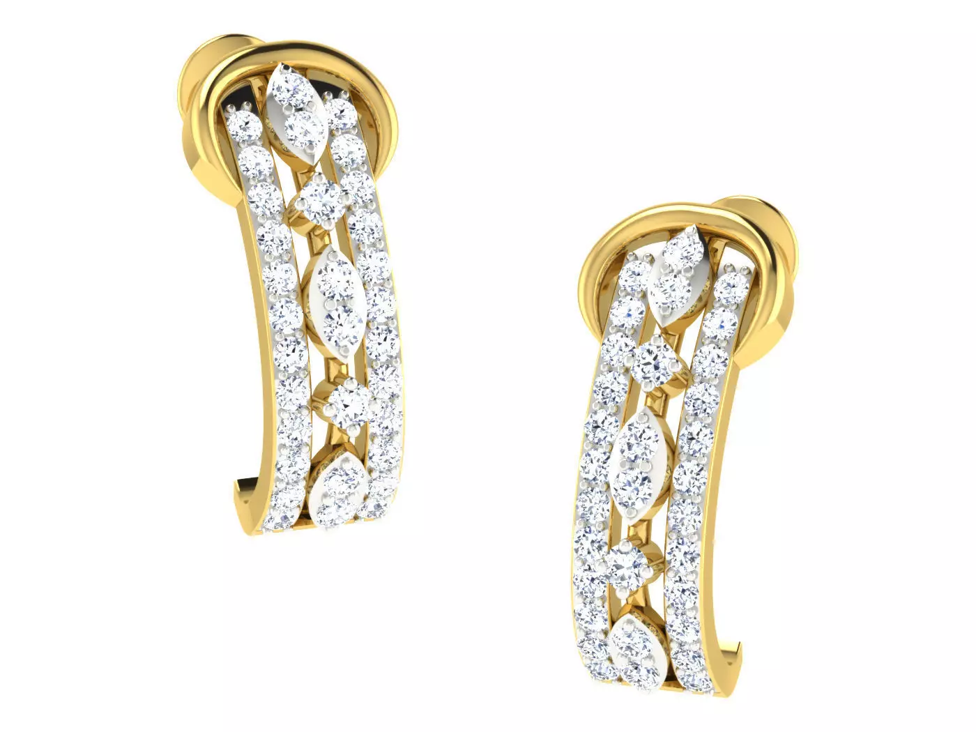 Daimond Earrings 3DM STL OBJ FBX Render Details 3D print model_0