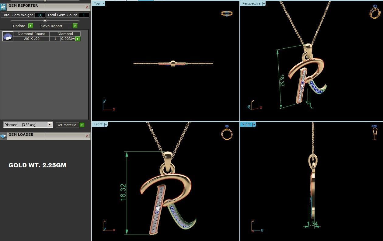 Alphabet Pendant - R 3D print model_3