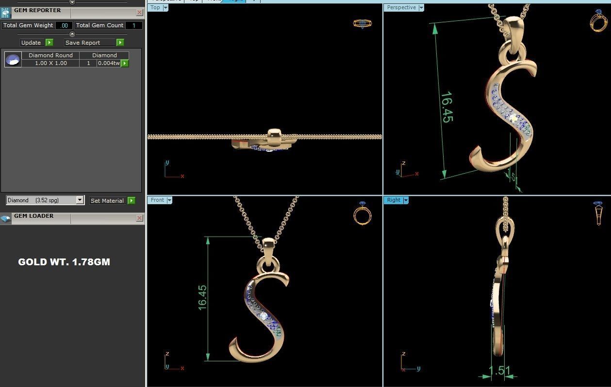 Alphabet Pendant - S 3D print model_3