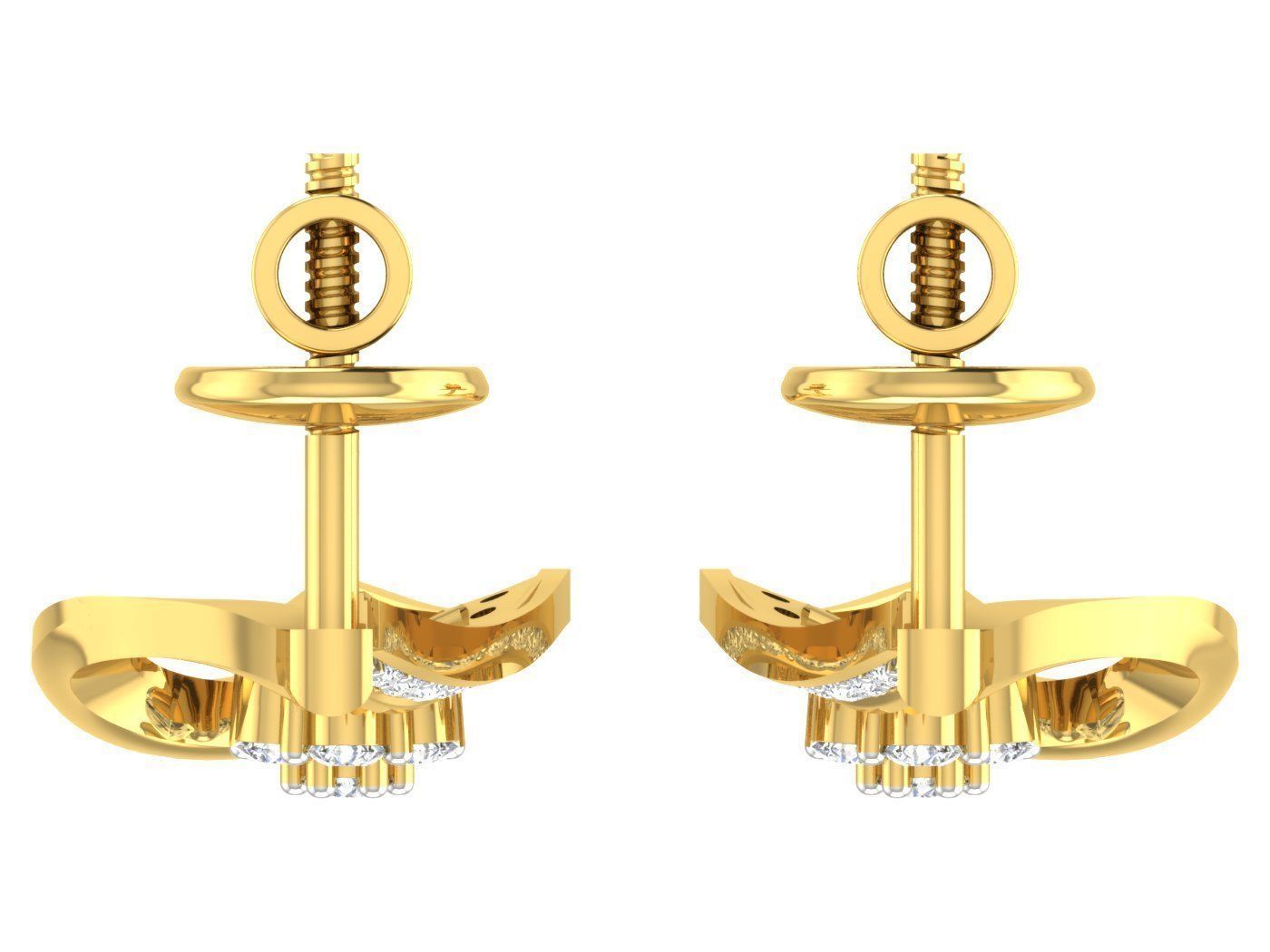 Solitaire Earrings 3dm STL OBJ FBX Renders Details 3D print model_3