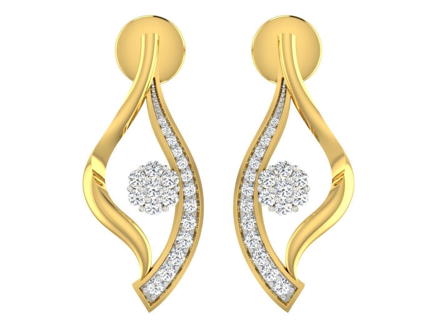 Solitaire Earrings 3dm STL OBJ FBX Renders Details 3D print model_1