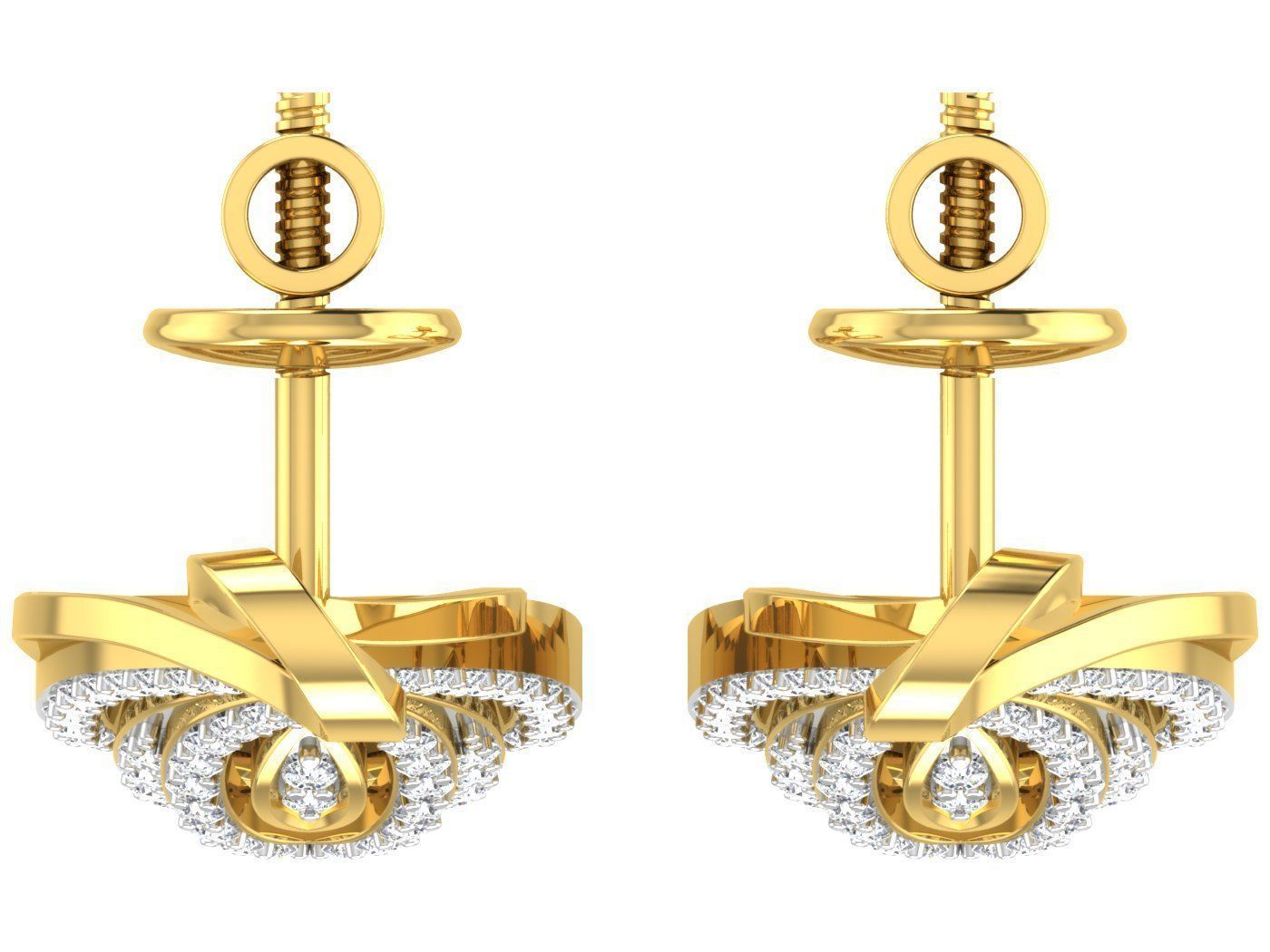 Solitaire Earrings 3dm STL OBJ FBX Renders Details 3D print model_3