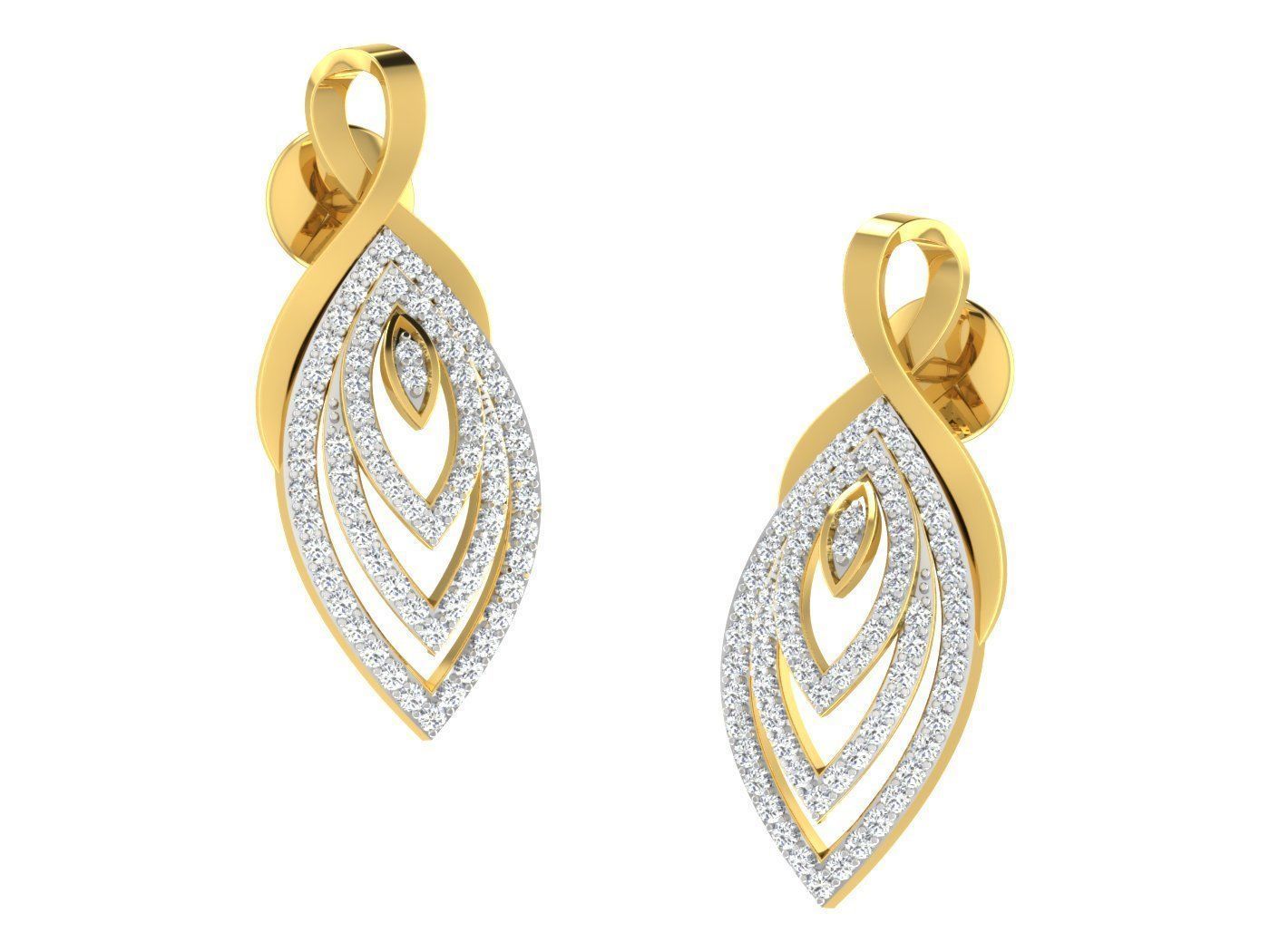 Solitaire Earrings 3dm STL OBJ FBX Renders Details 3D print model_1