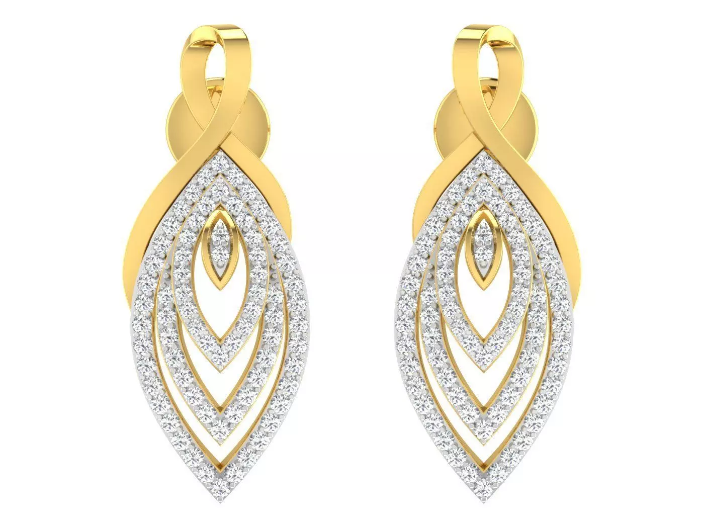 Solitaire Earrings 3dm STL OBJ FBX Renders Details 3D print model_0