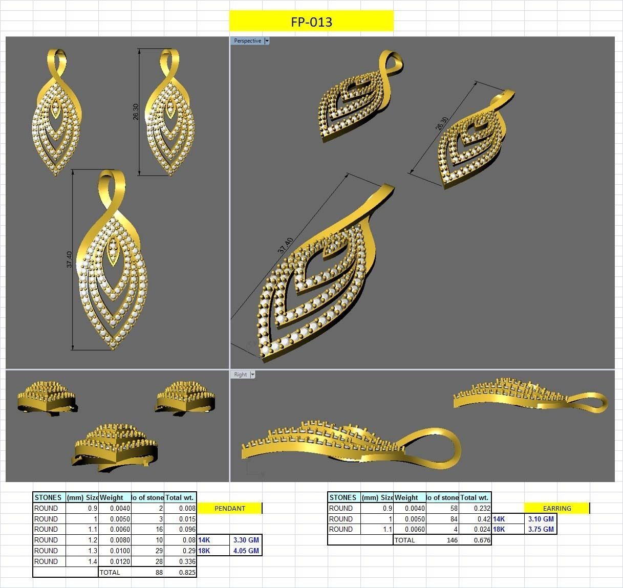 Solitaire Earrings 3dm STL OBJ FBX Renders Details 3D print model_4