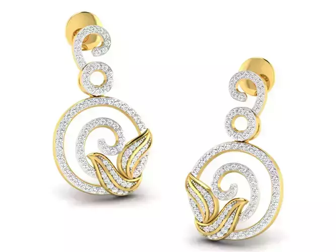 Solitaire Drop Earrings 3dm STL OBJ FBX Renders Details
