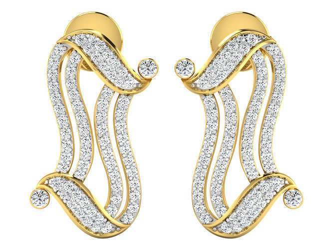 Solitaire Earrings 3dm STL OBJ FBX Renders Details 3D print model
