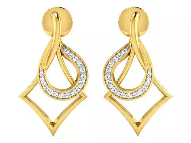 Solitaire Drop Earrings 3dm STL OBJ FBX Renders Details