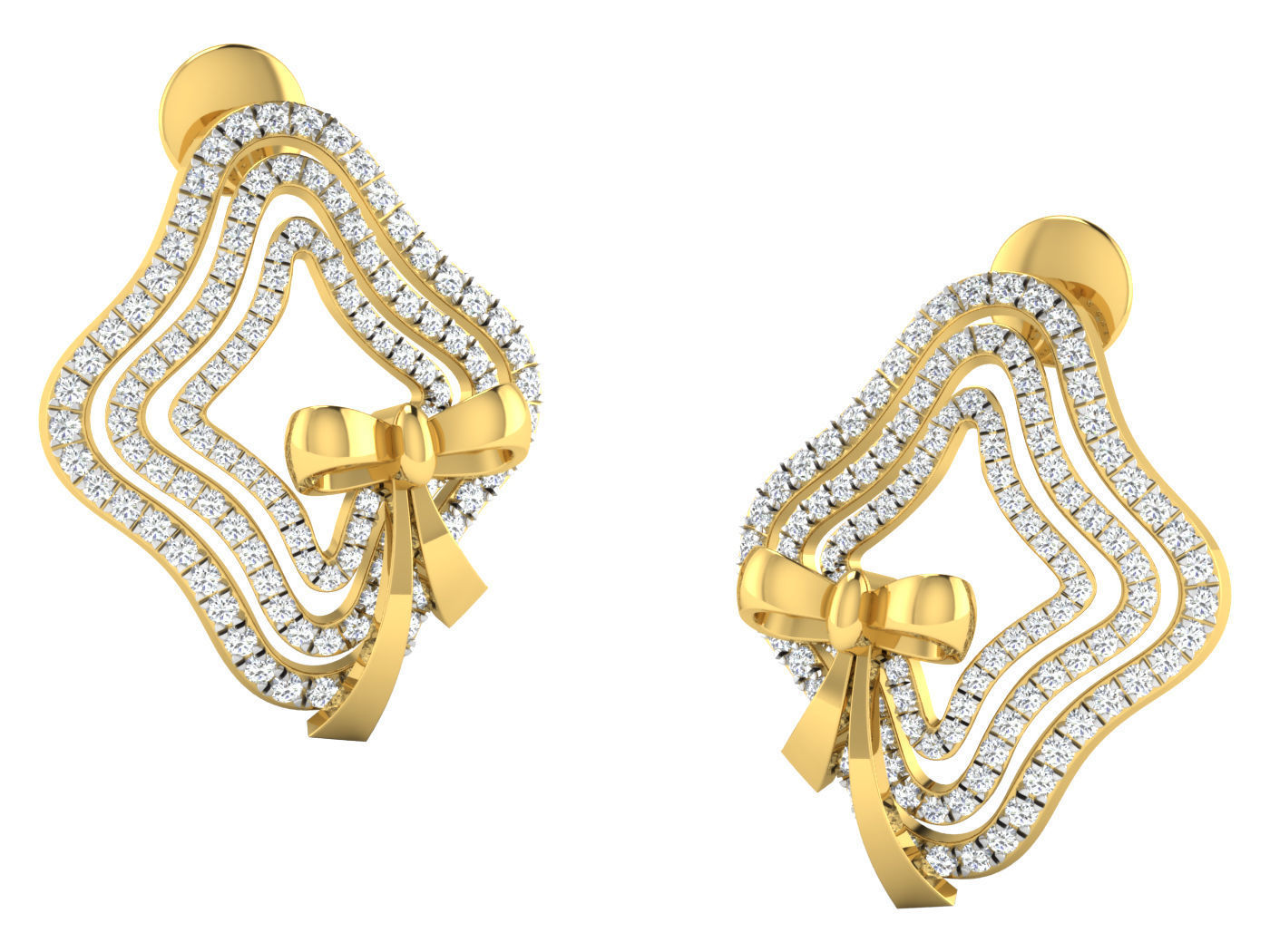 Solitaire Earrings 3dm STL OBJ FBX Renders Details 3D print model_1