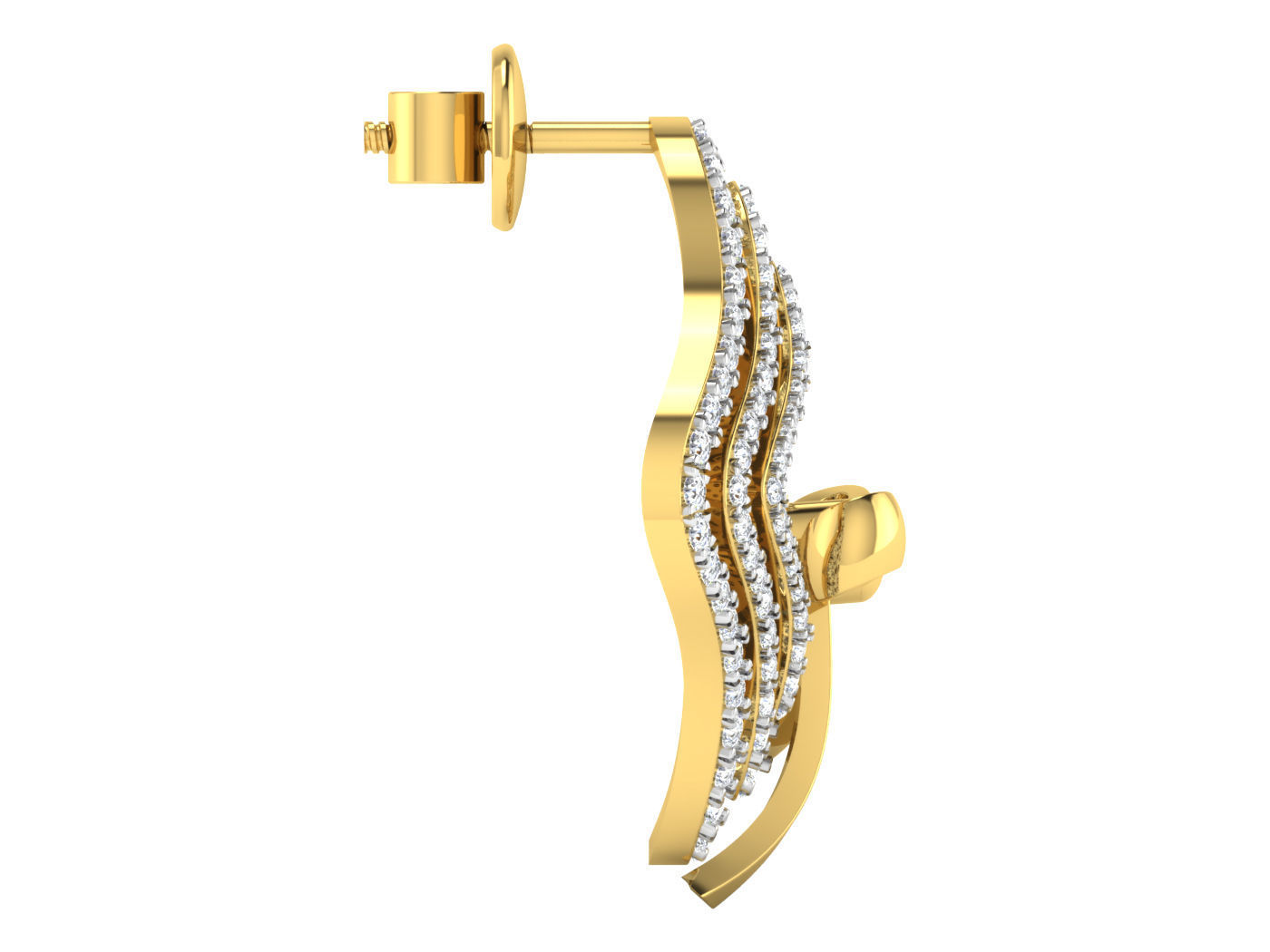 Solitaire Earrings 3dm STL OBJ FBX Renders Details 3D print model_2