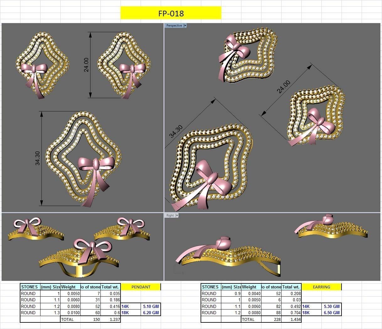 Solitaire Earrings 3dm STL OBJ FBX Renders Details 3D print model_4