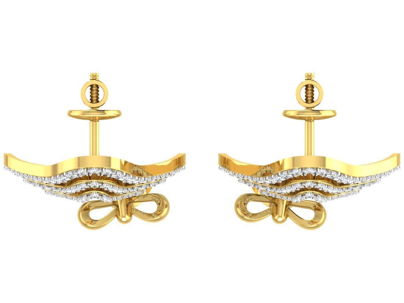 Solitaire Earrings 3dm STL OBJ FBX Renders Details 3D print model_3