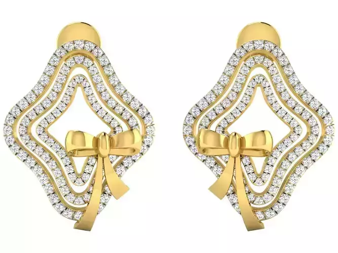 Solitaire Earrings 3dm STL OBJ FBX Renders Details