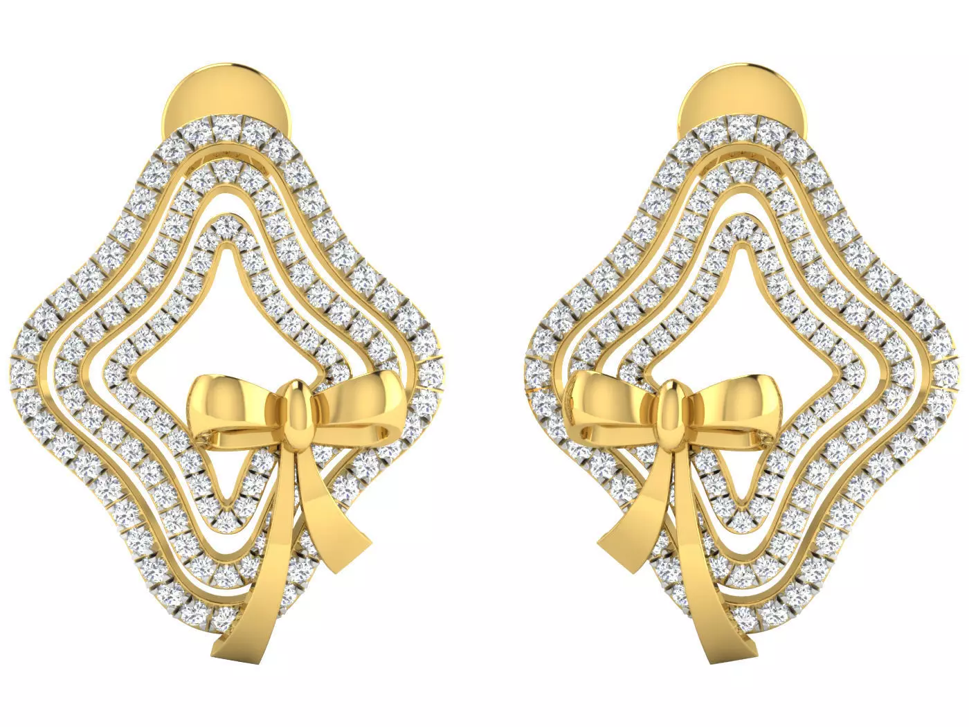 Solitaire Earrings 3dm STL OBJ FBX Renders Details 3D print model_0