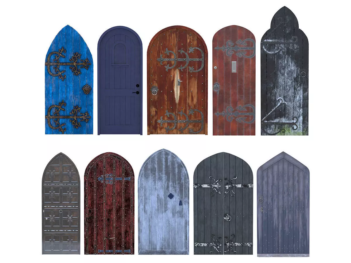 10 Castle Doors Low Poly Collection Low-poly 3D model_0