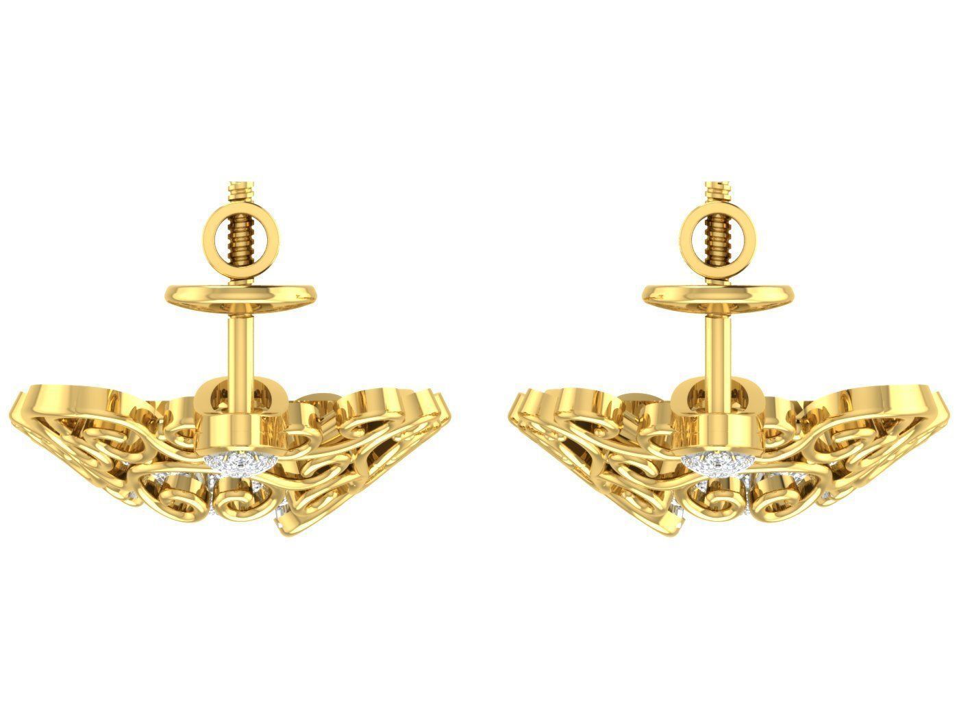 Solitaire Drop Earrings 3dm STL OBJ FBX Renders Details 3D print model_3