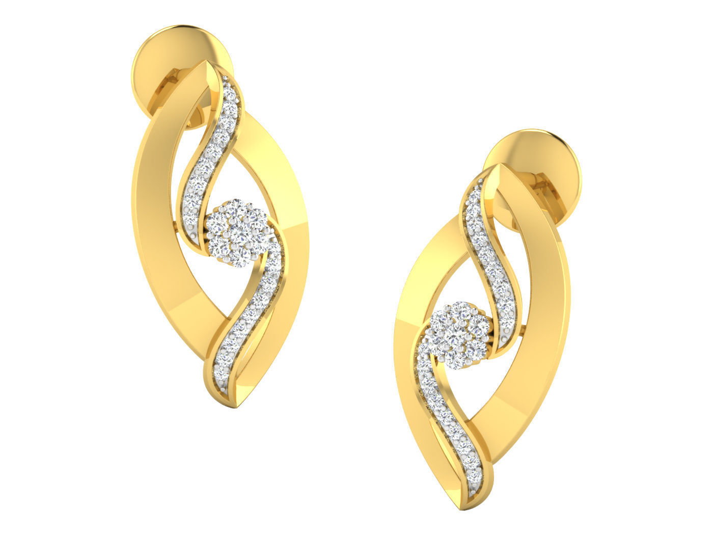 Solitaire Earrings 3dm STL OBJ FBX Renders Details 3D print model_1