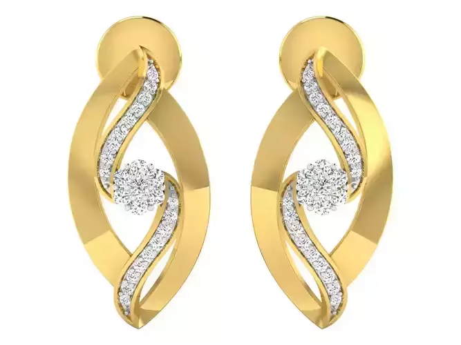 Solitaire Earrings 3dm STL OBJ FBX Renders Details