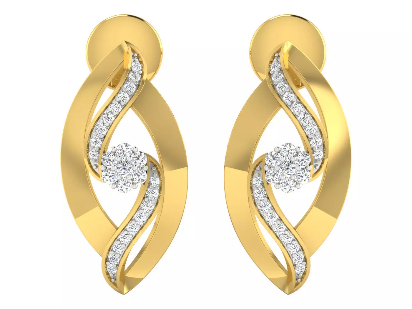 Solitaire Earrings 3dm STL OBJ FBX Renders Details 3D print model_0