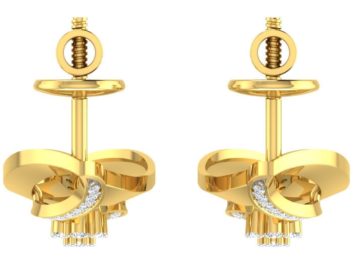 Solitaire Earrings 3dm STL OBJ FBX Renders Details 3D print model_3